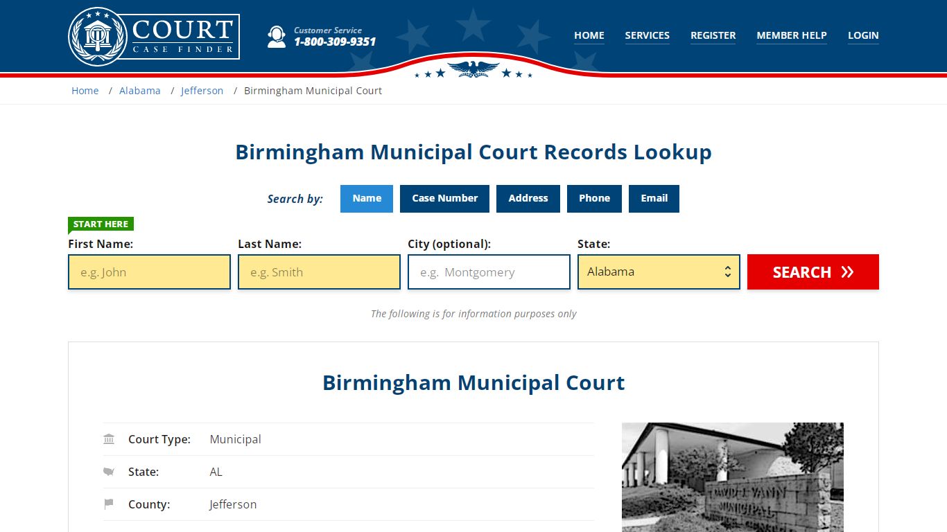 Birmingham Municipal Court Records Lookup - CourtCaseFinder.com